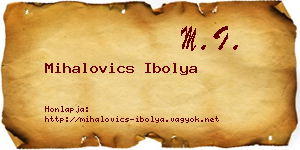 Mihalovics Ibolya névjegykártya